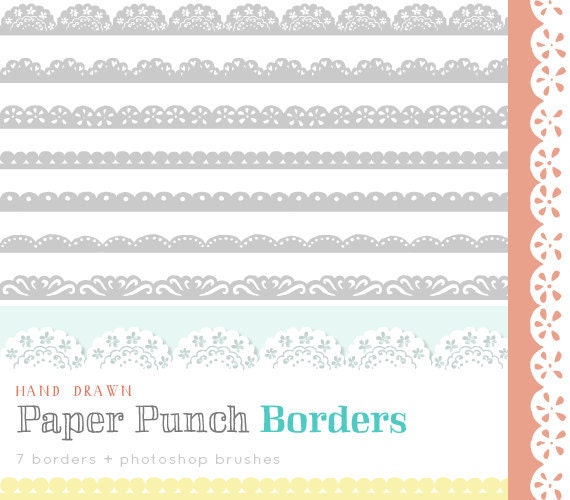 CLIP ART and Photoshop Brushes  - Paper Punch Borders - for commercial and personal use