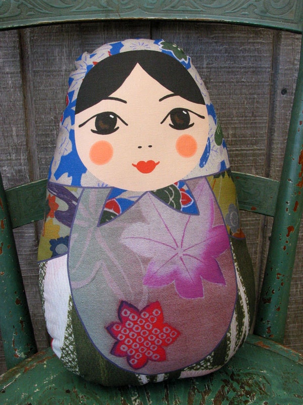 Matryoshka doll cushion, babushka, Russian doll (Autumn)