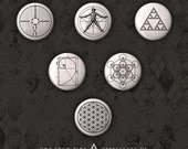 Sacred Geometry Button Set - Six One Inch Pins