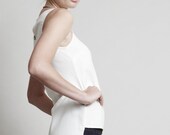 Pure Silk Tank Top - White - Sleeveless, with longer back super flattering