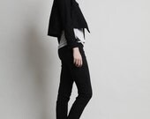 Double Breasted Cropped Sting Jacket - Black
