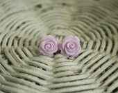 Lavender field rose earrings