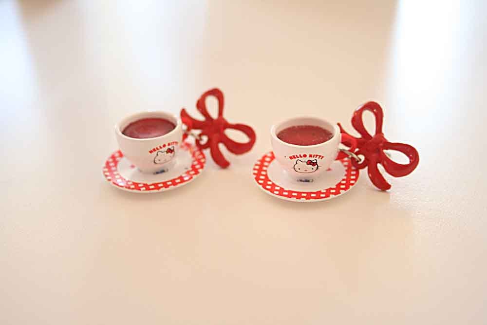 Hello Kitty Tea cups earrings