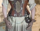 26" waist Real Leather Steampunk "filigree " underbust buckle Corset L/SBUB02
