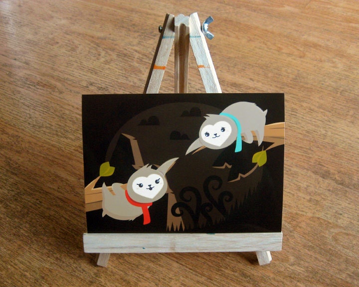 Cute Sloth in Love Print