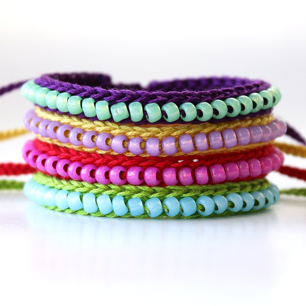 Custom Listing, Crocheted Beaded Friendship Bracelet