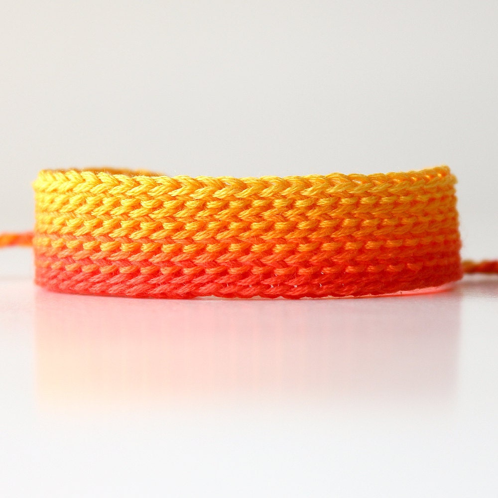 Items Similar To Orange Friendship Bracelet Ombre Bracelet Wide Friendship Bracelet Crochet 9163