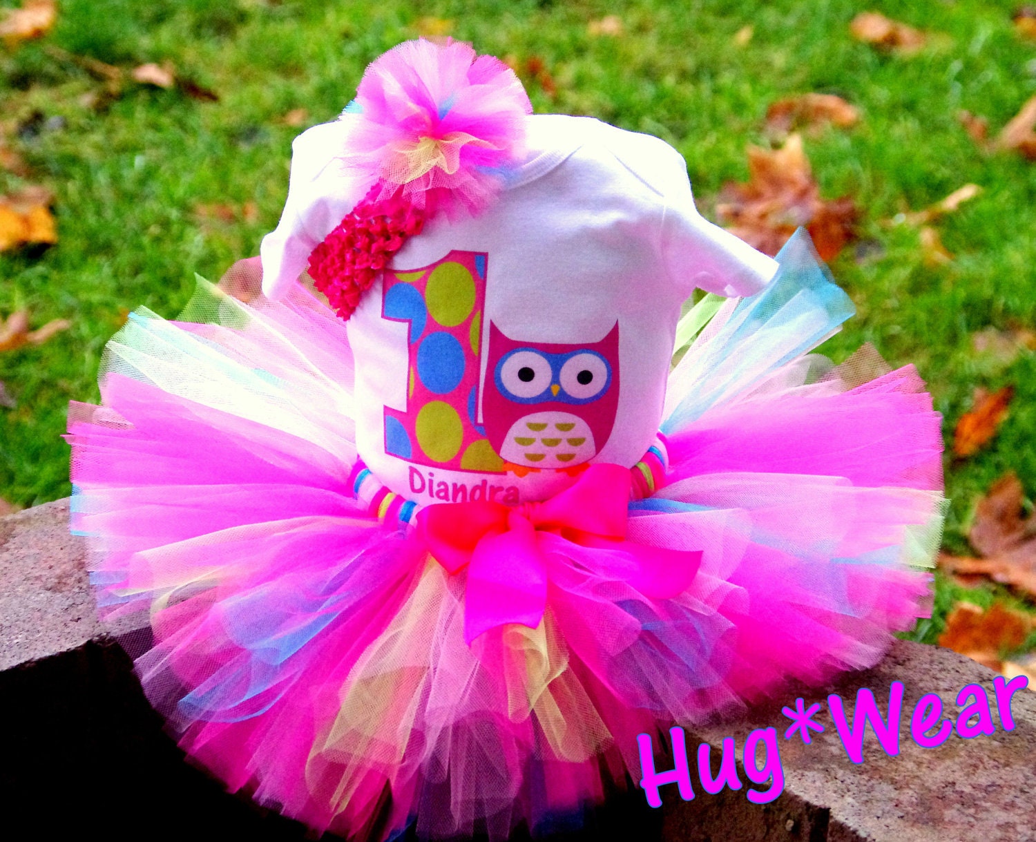 Custom Owl Birthday Tutu with age. Personalized. Pinks blue green  6m 9m 12m 18m  24m 2t 3t 4t 5t 6/6x