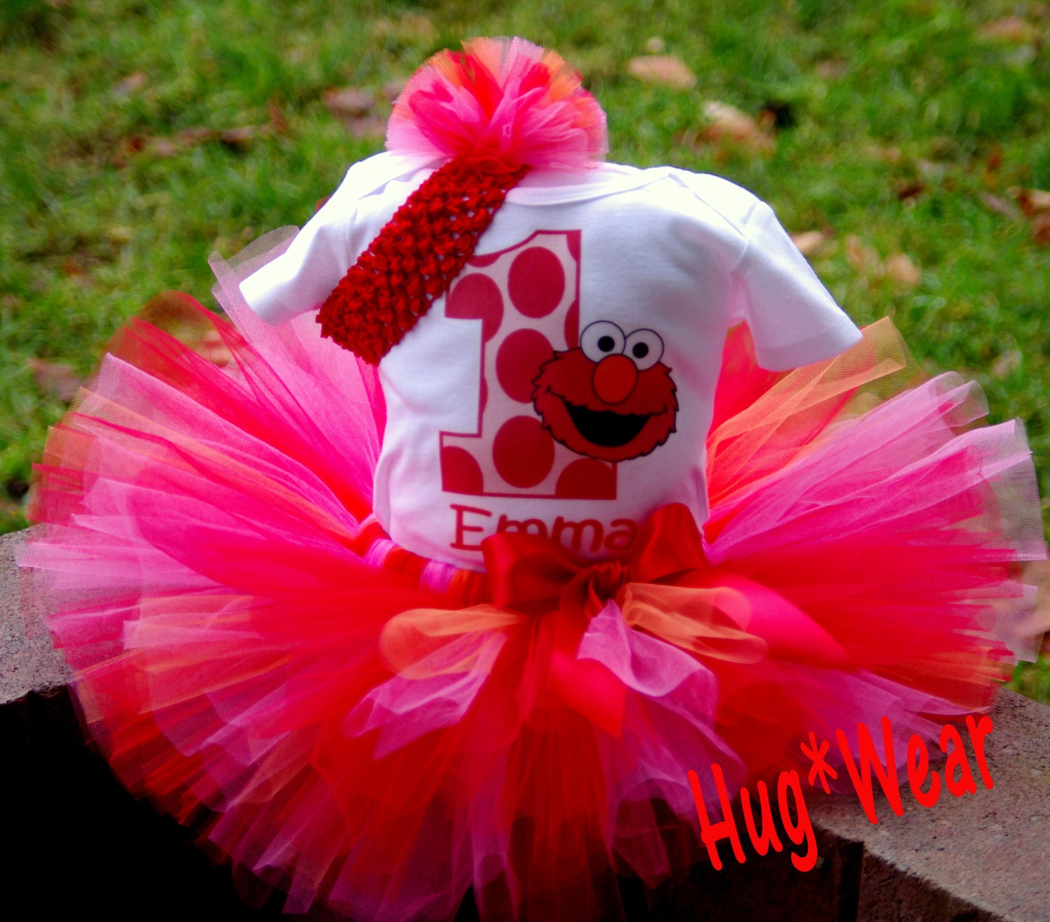 Custom Elmo Birthday tutu. 6m 9m 12m 18m24m 2t 3t 4t 5t