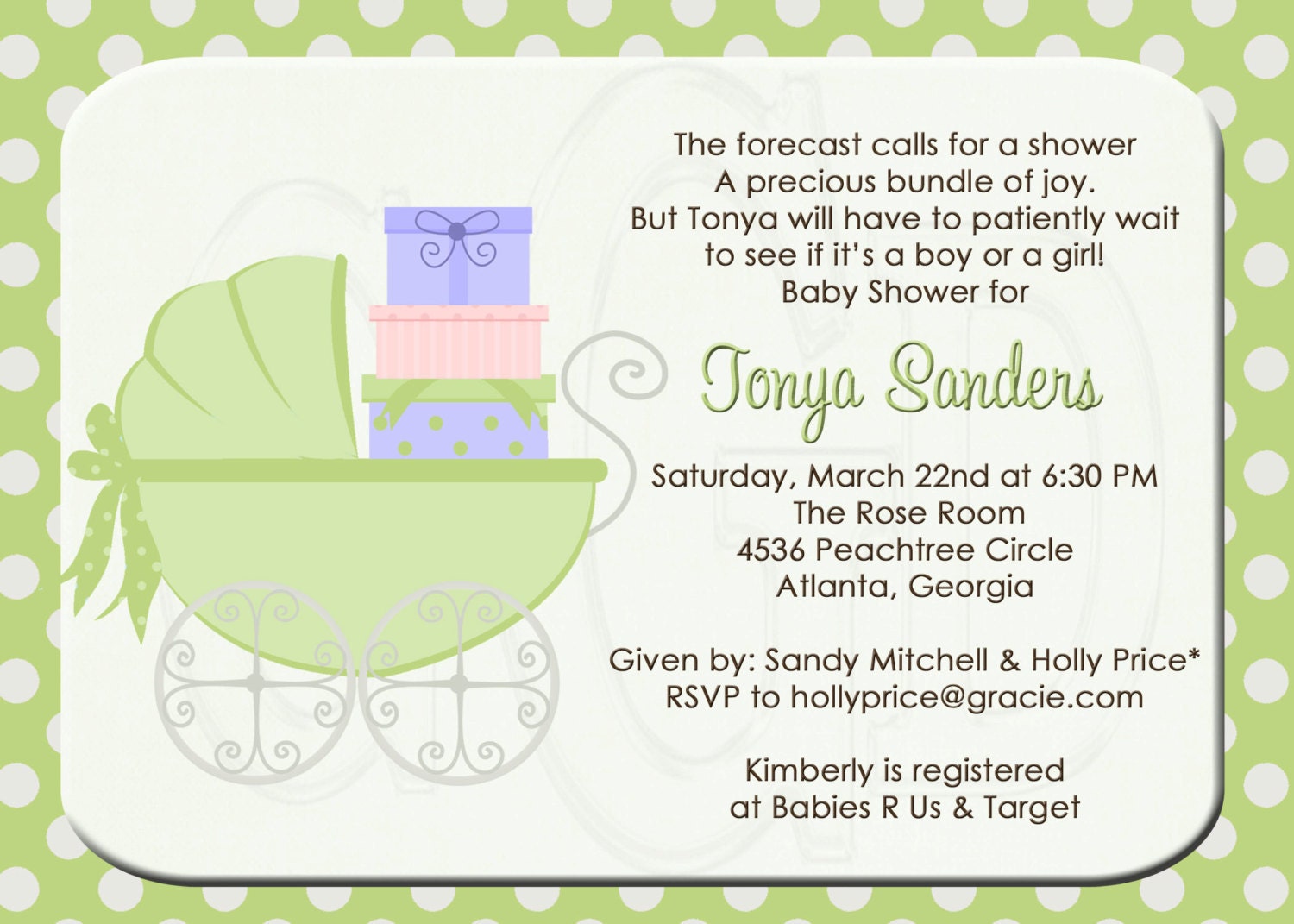 Baby Shower Invitation or Sprinkle (for 2nd or 3rd Child) Invitation ...