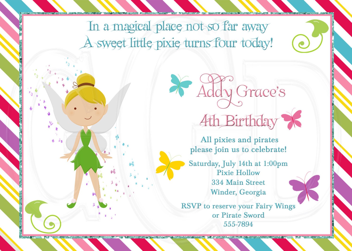 Tinkerbell Invitation Inspired - Digital File Printable