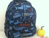 Preschool Backpack With Monogram (Small Size) -- Shark