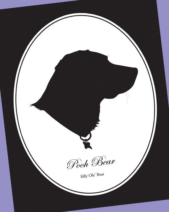 Custom PET Portrait Cat or Dog in Silhouette (8x10)