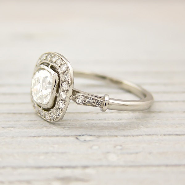 Old Cushion Cut .82 Carat Engagement Ring