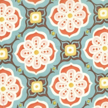 Fandango by Kate Spain, Moda, Geometric Print, Teal and Coral
