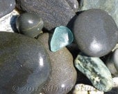 Beach Rocks with Sea glass - 8x10 Fine Art Photo of the oceans smooth gray rocks and turquoise sea-glass