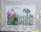 Welcome to my Garden wood tray - swarovski crystals