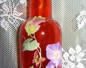 Orange vase - floral vine pattern - swarovski crystals