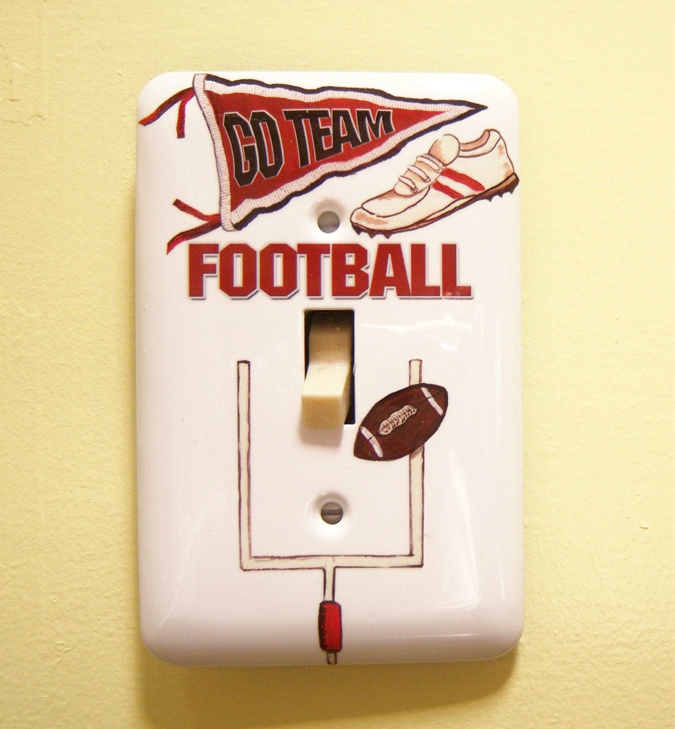 Football steel single lightswitch cover