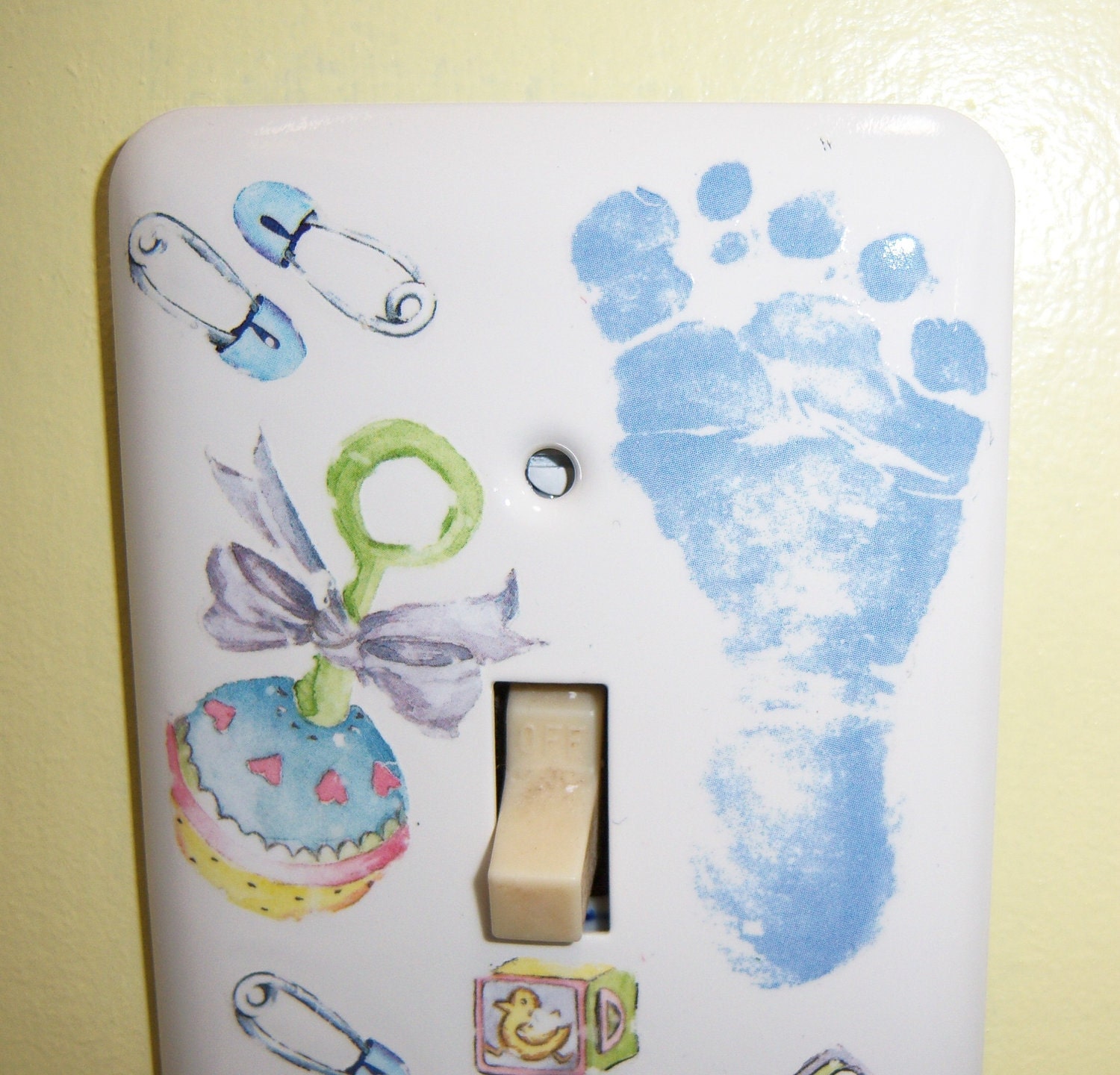 Baby Boy themed steel single light switch cover
