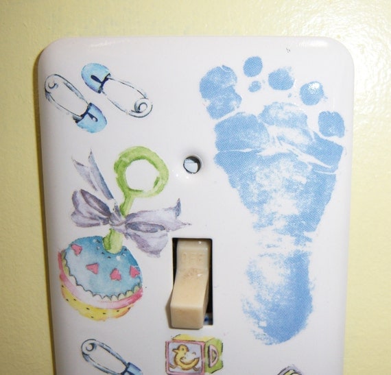Baby Boy themed steel single light switch cover