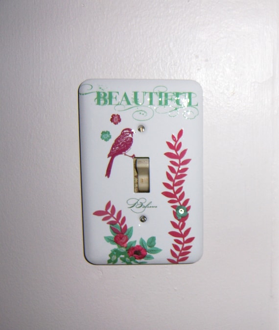 Beautiful bird floral steel single light switch cover - swarovski crystals