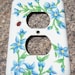 Blue floral steel outlet cover - swarovski crystals