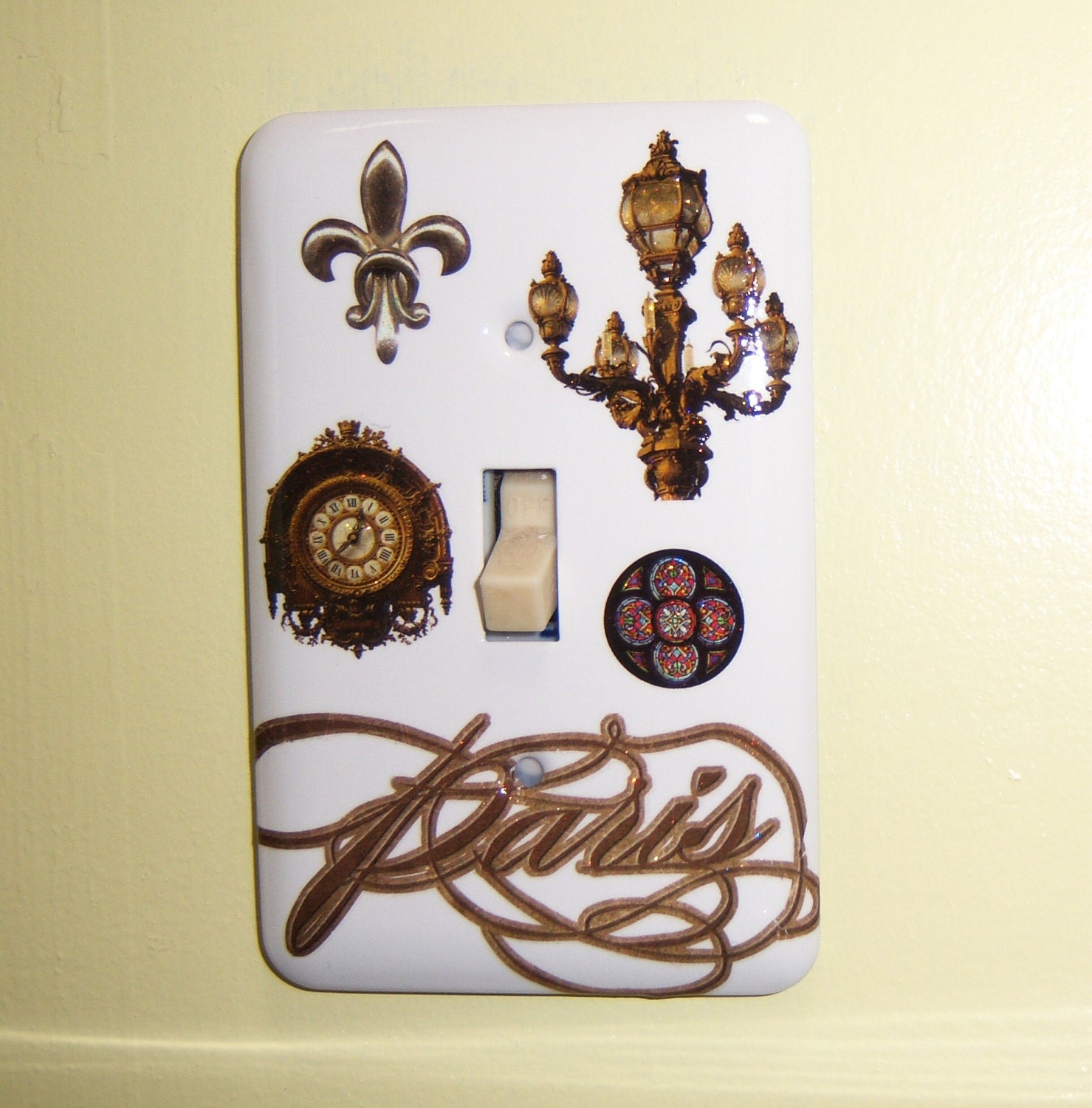 Paris themed steel single light switch cover