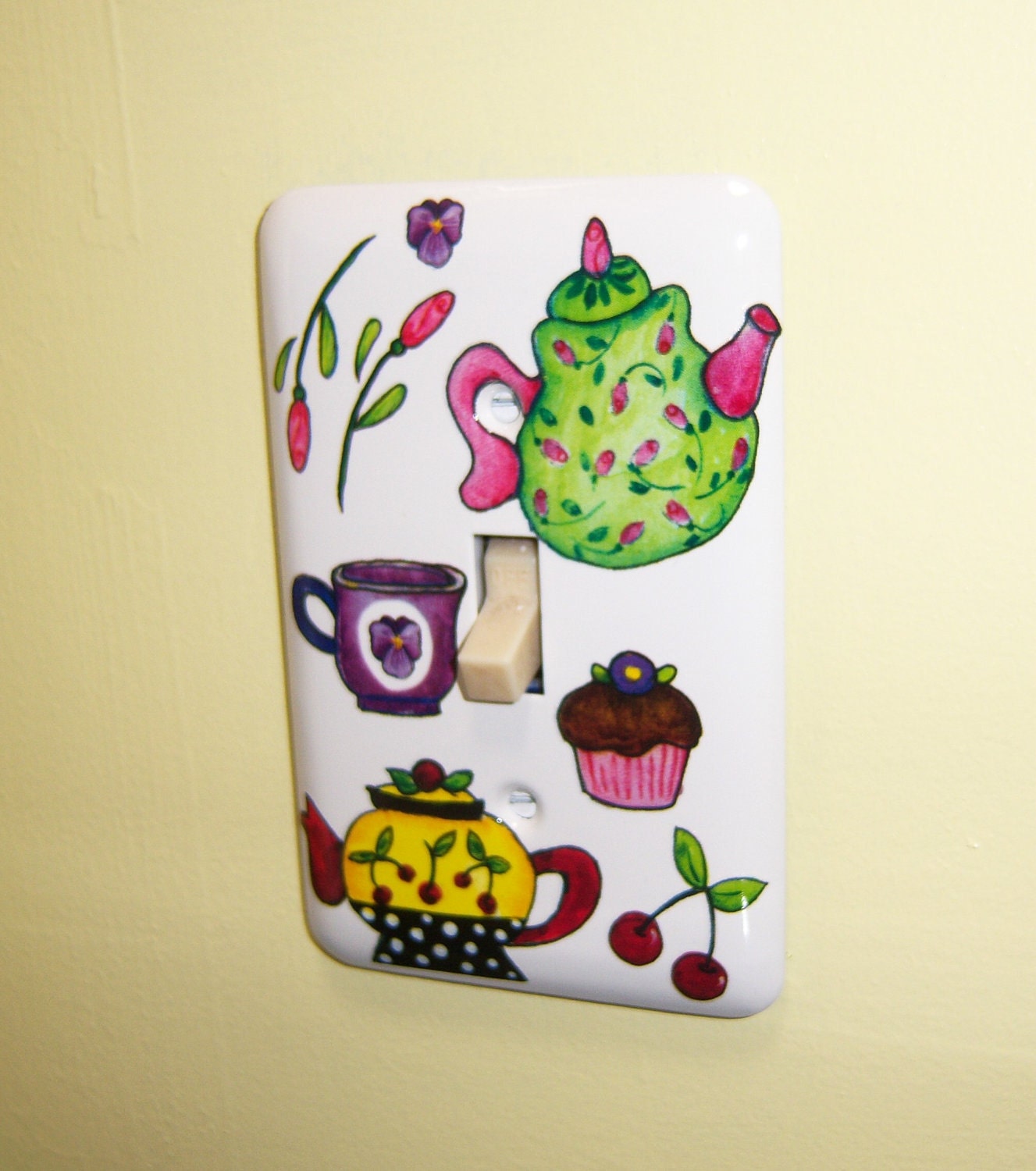 Tea Pots steel single lightswitch cover