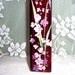 Red glass bud vase - pink and purple floral with clear swarovski crystals