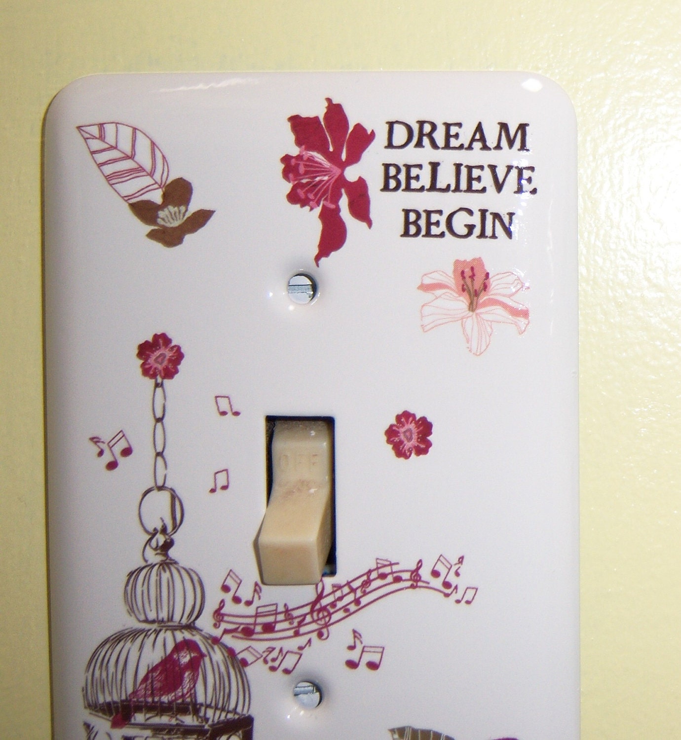 Song bird themed steel single light switch cover