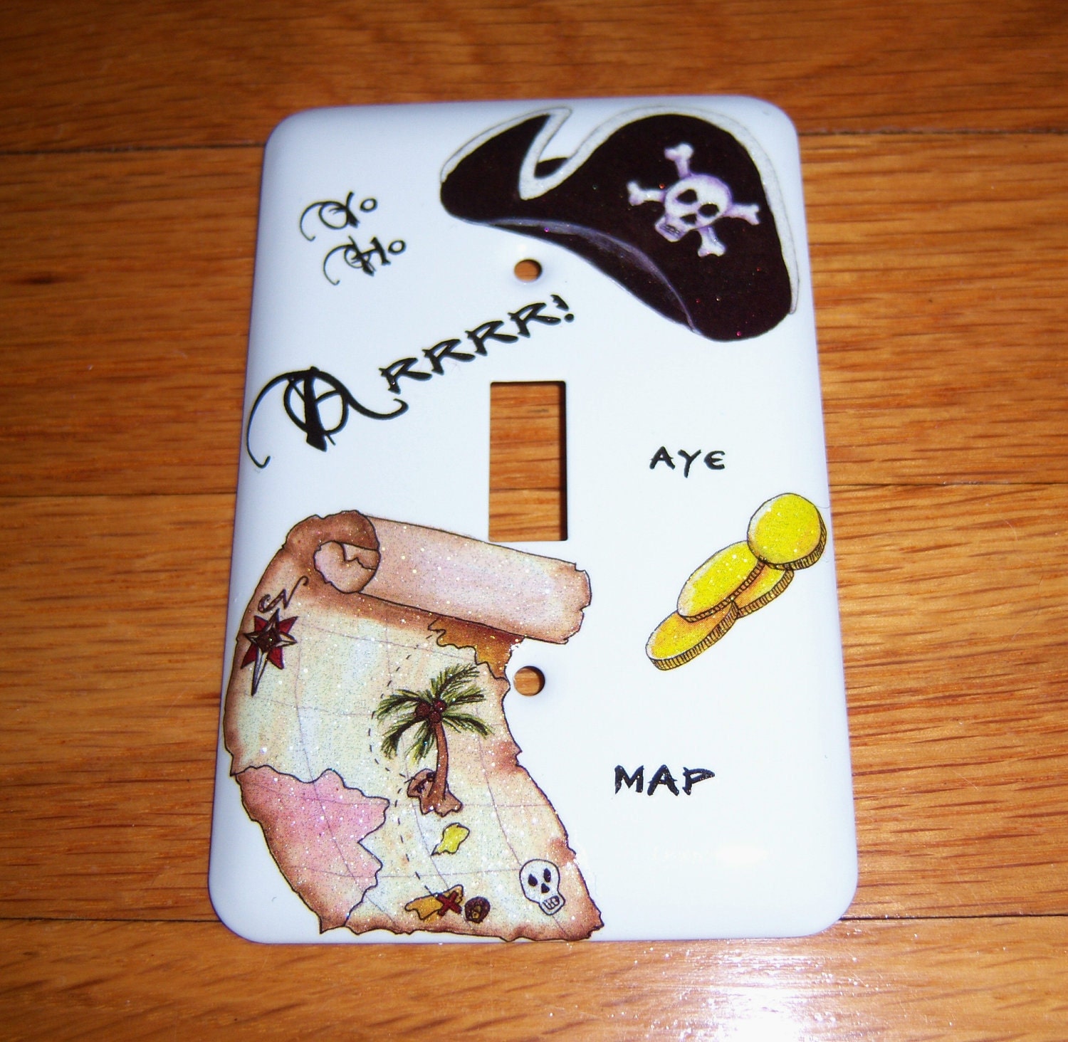 Pirate themed steel single lightswitch cover