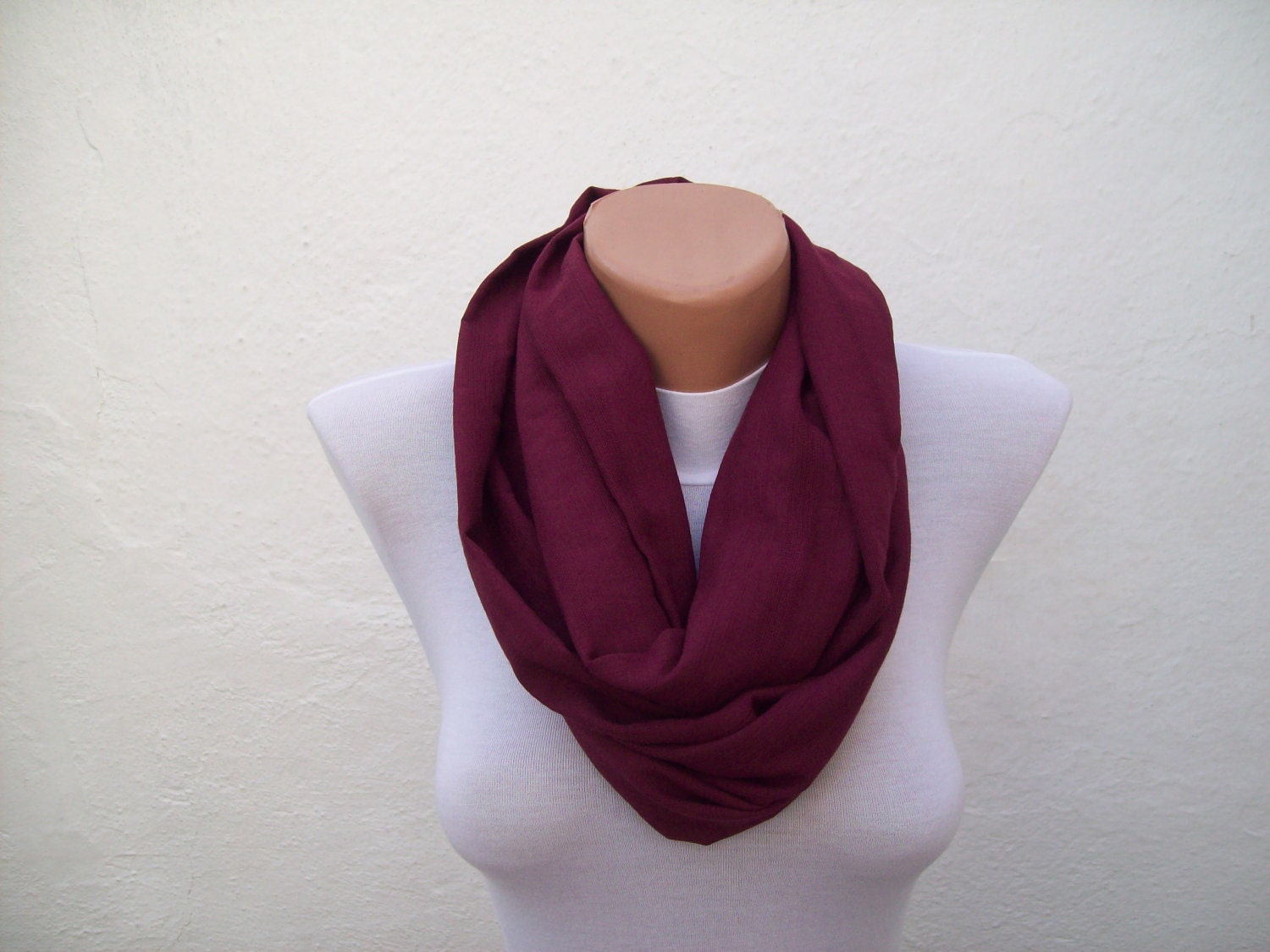 SALE %20 - Was 14 Now 11,2-infinity scarf Loop scarf Neckwarmer Necklace scarf Fabric scarf Burgundy Holiday Accessories