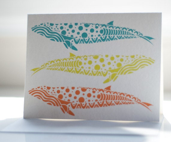 Three Bubbly Whales Notecard
