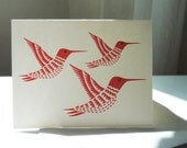 Red Hummingbird Friends Notecard