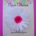 Clearance Sale - Darling Daisy clippie - Felt flower hair clip - White with bright pink center and beads - no slip