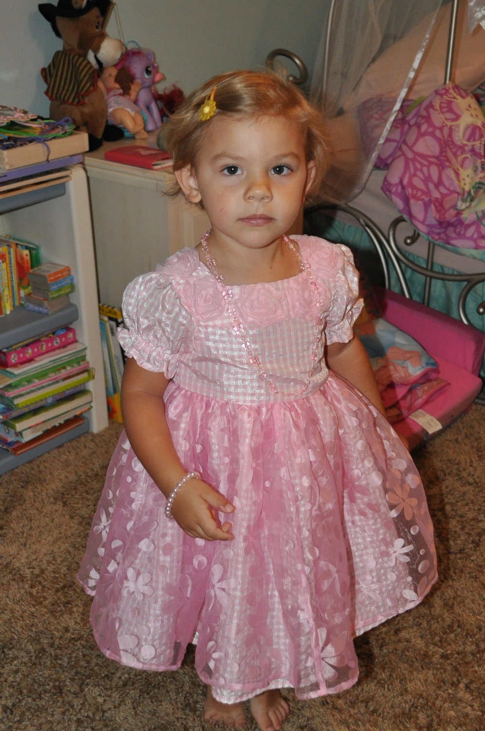 Pink Princess Organza Overlay Formal Dress for Infants, Toddlers, Girls