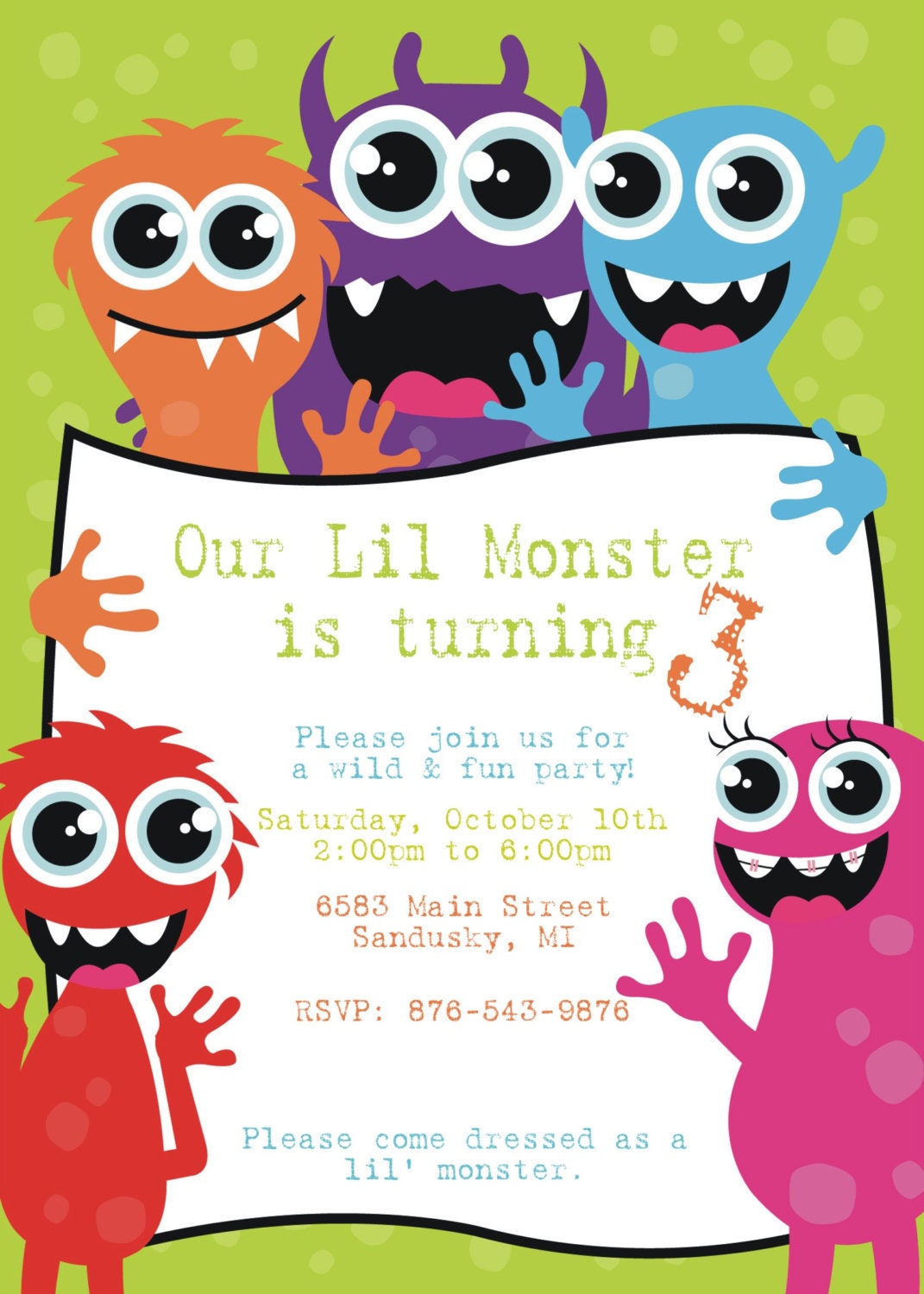Monster Birthday Party Invitation