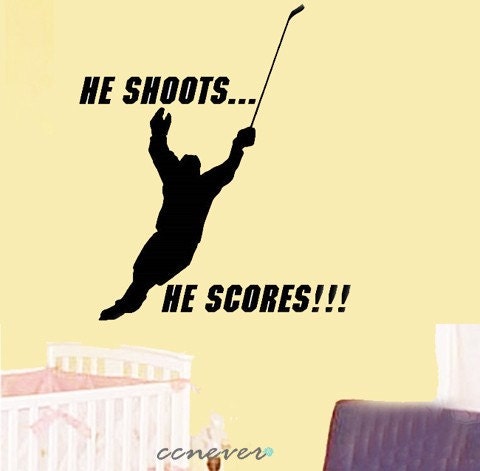 Hockey Player Sports game----Removable Graphic Art wall decals stickers home decor