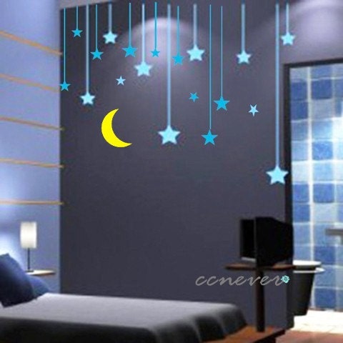30pcs stars moon kids nursery----Art Graphic Vinyl wall decals stickers home decor