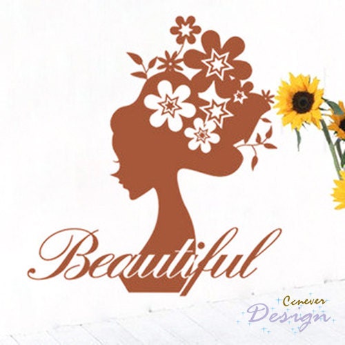 Beauty flower girl 26inch H----Removable Graphic Art wall decals stickers home decor