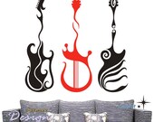 Art guitar love music 30inch----Removable Graphic Art wall decals stickers home decor