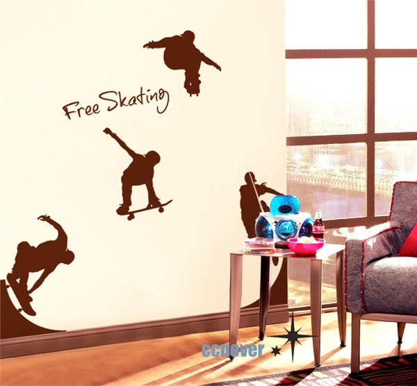 Skater Skateboard Personalized Name kids Sports ---- Removable Graphic Art wall decals stickers home decor