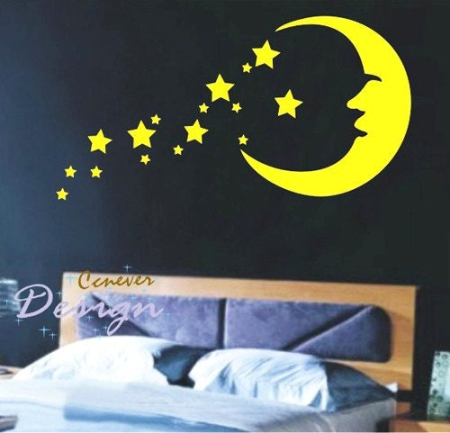 SALE  Moon Stars Kids Nursery----art Graphic Vinyl wall decals stickers home decor
