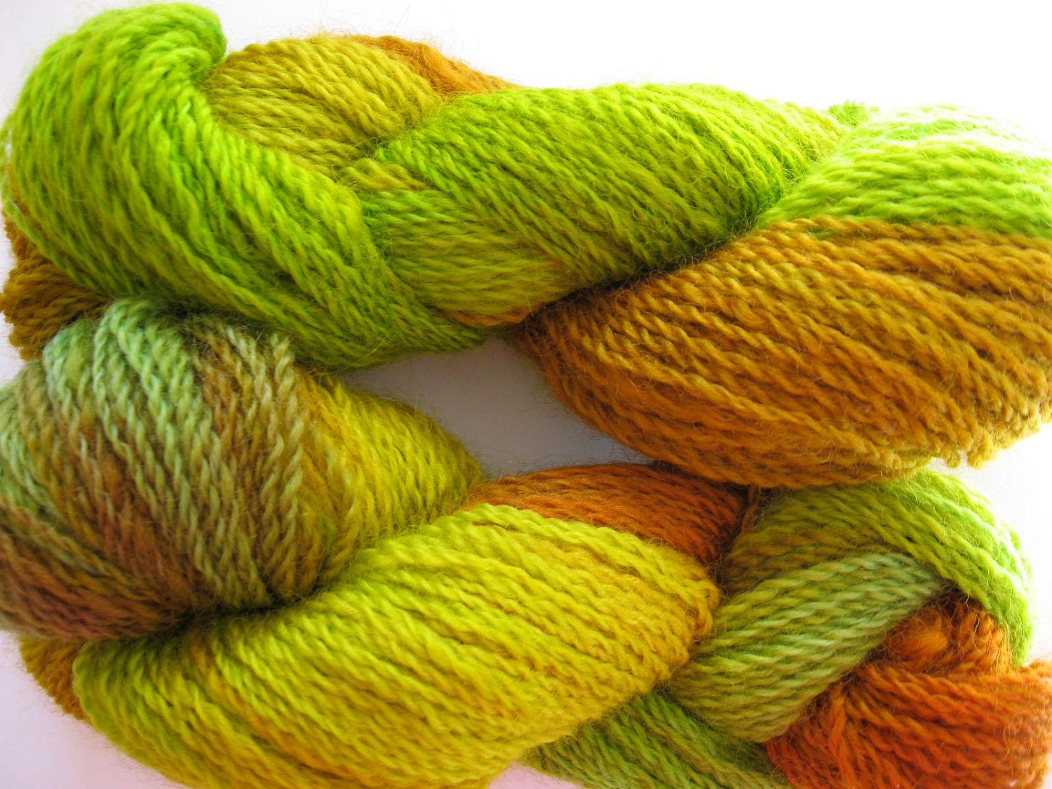 Lime Green/Gold Hand Dyed Maine Romney Wool Yarn