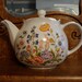 SALE Funky Retro 1980's Vintage Glass China Teapot with Flowers from 1989
