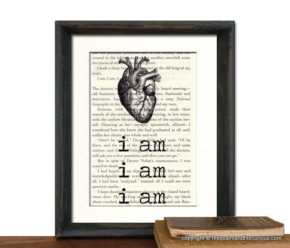 Sylvia Plath I Am Print a Vintage The Bell Jar Book Page - Beautifully Matted Graduation Fathers Day Gift Present Home Office Decor