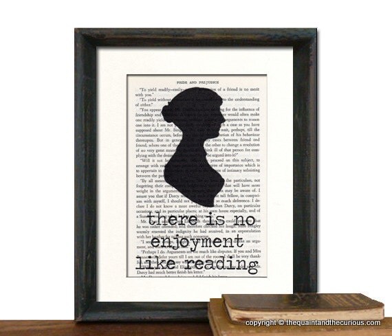 Jane Austen Reading Print Pride and Prejudice Vintage Book Page - Beautifully Matted Graduation Fathers Day Gift Present Home Office Decor