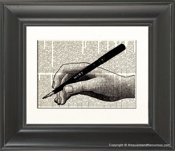 Writer Print Vintage Book Page - Beautifully Matted Graduation Fathers Day Gift Present Home Office Decor