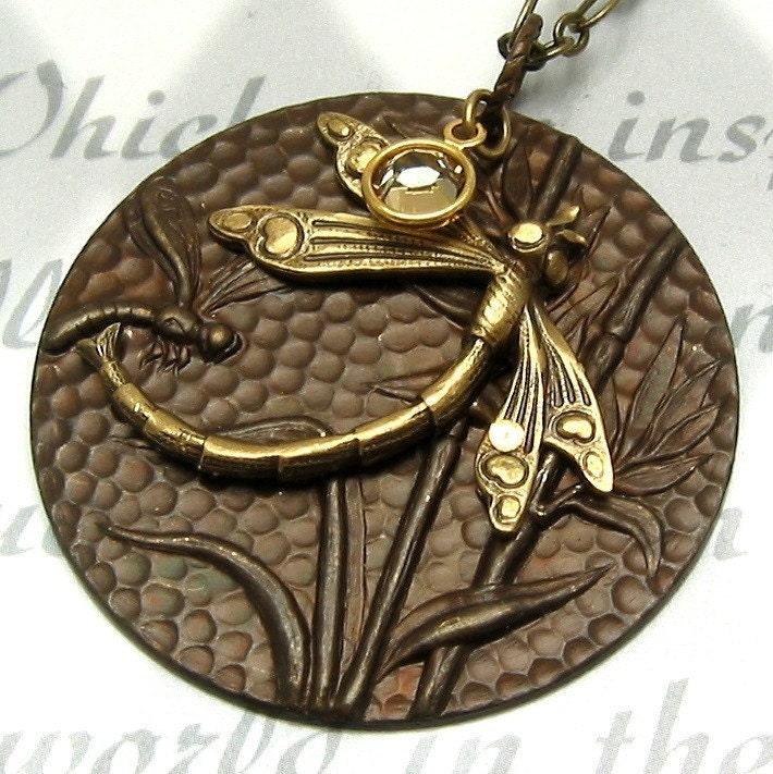 Dragonfly Pendant Brass Gold B30